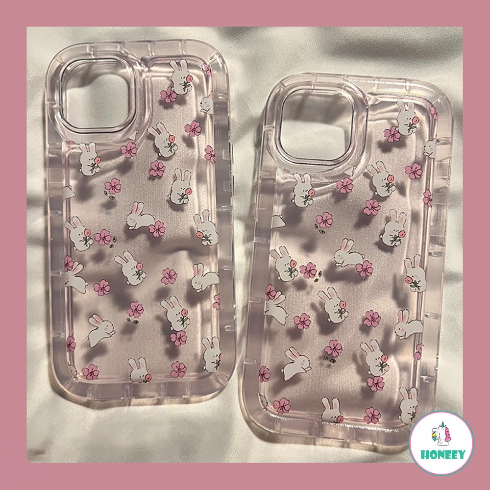 IPHONE Korea Bunga Kelinci Hewan Airbag Air Cushion Puff Phone Case Kompatibel Untuk Iphone14 13 12 11 Pro Max Shockproof Lembut TPU Back Phone Cover