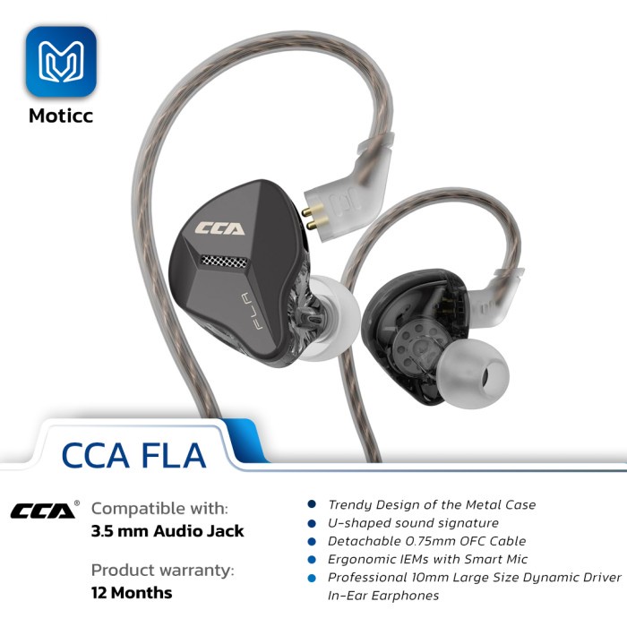 CCA FLA with Mic In Ear Monitor Earphone Dynamic Driver HIFI Bass
