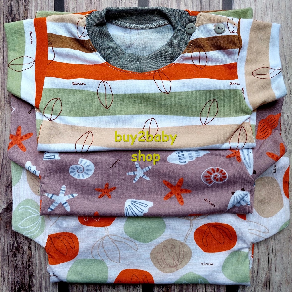 Kaos oblong bayi full print motif Airin Baby 0-12 Bulan isi 3 kaos