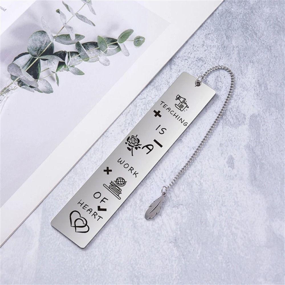 Agustina Bookmark Perlengkapan Sekolah Pencinta Buku Liontin Daun Dengan Rantai Alat Tulis Bookmark Pendant