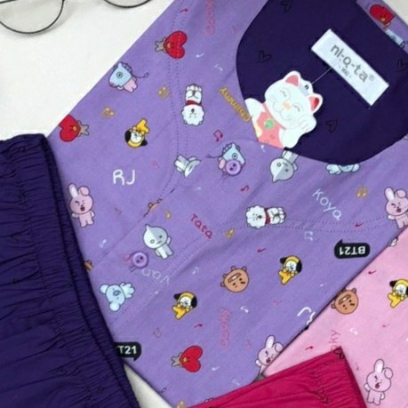 PIYAMA NIQTA DEWASA PENDEK PENDEK S , M, L, XL ( BTS )