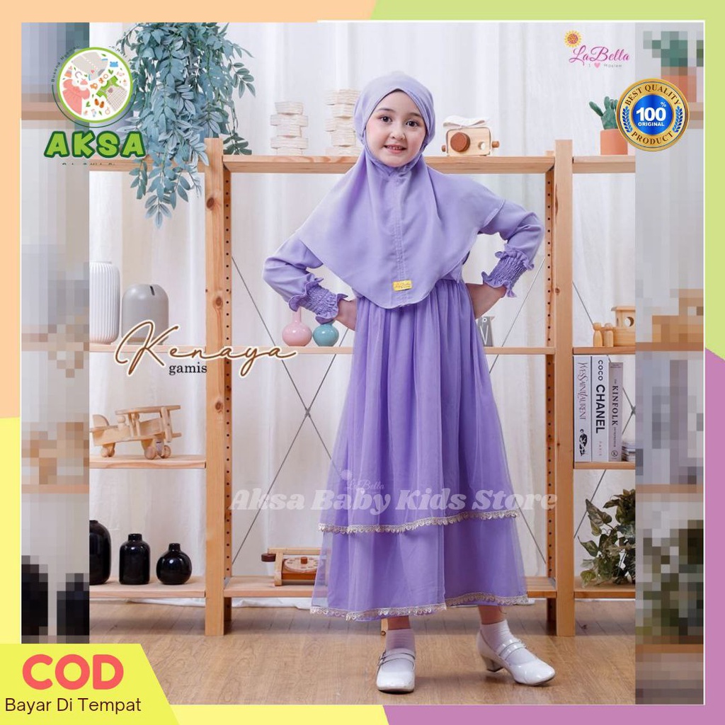 Baju Muslim Gamis Anak Perempuan Tutu Labella 3-12 Tahun
