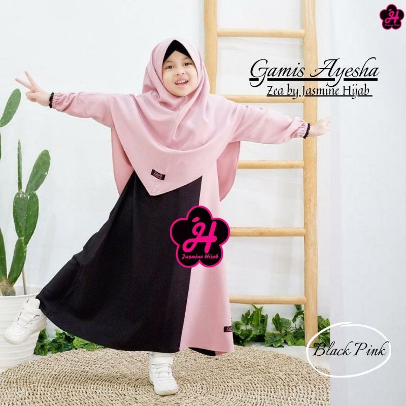 SETELAN BAJU GAMIS ANAK PEREMPUAN ZEA JASMINE HIJAB AYESHA SERIES BLACKPINK