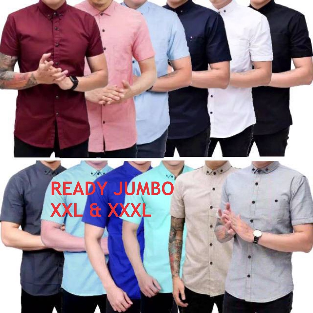 KEMEJA JUMBO POLOS PENDEK PRIA XL,XXL,XXXL kemeja polos jumbo pria lengan pendek