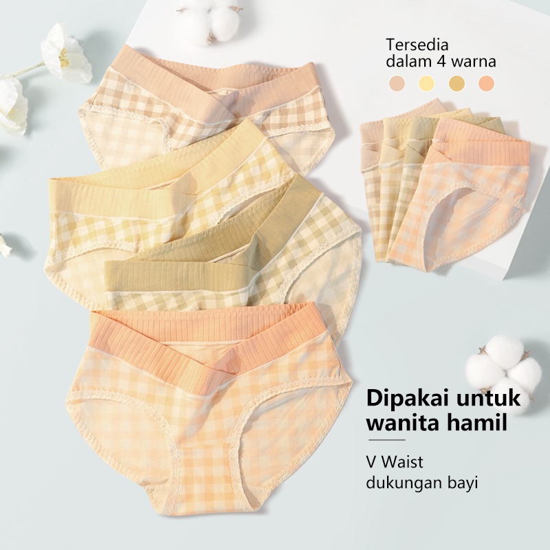 Celana Dalam Hamil Celana Wanita Pinggang Rendah Plaid  Bernapas cd Maternity 5591