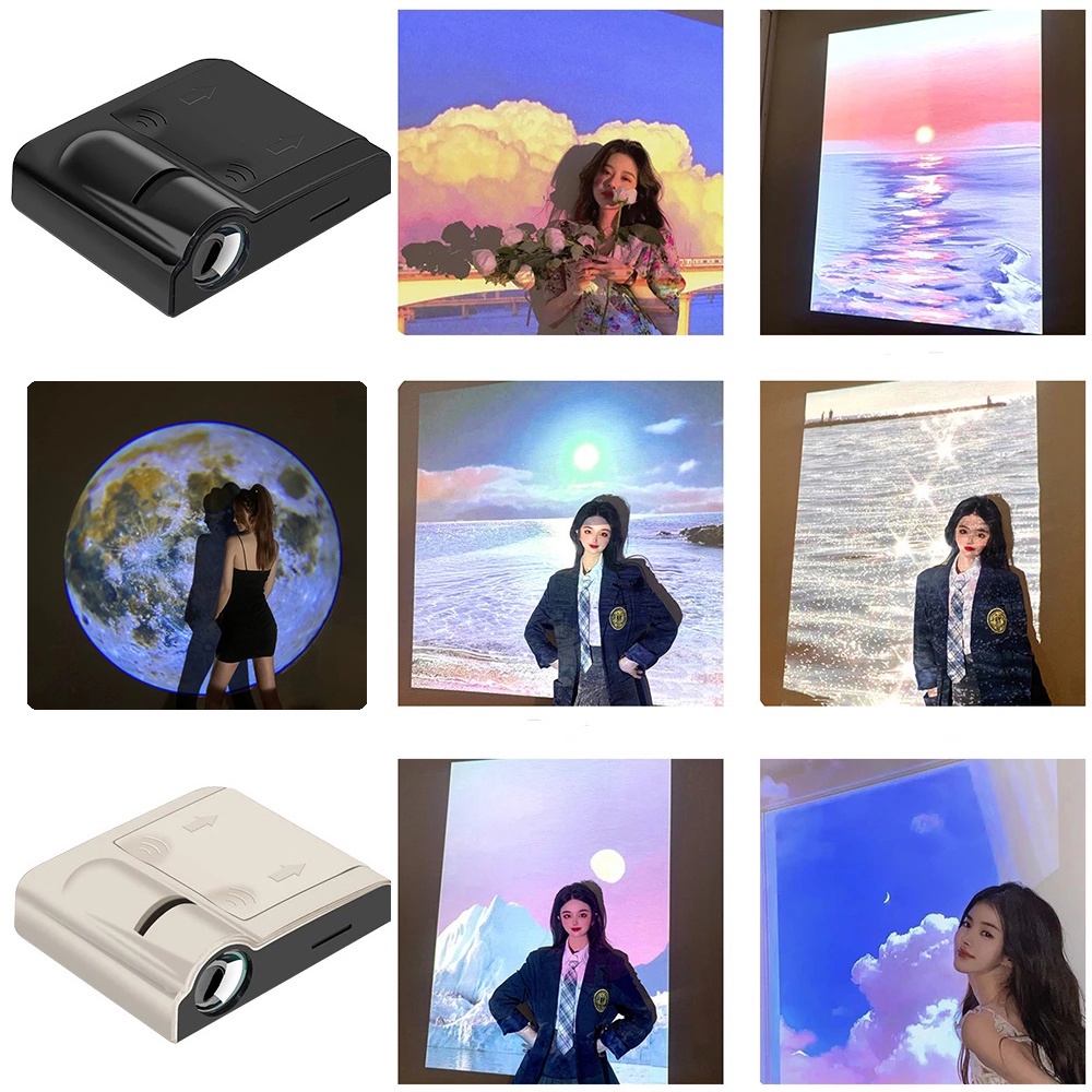 Lampu Proyektor Pemandangan Mini Properti Foto Ins Style Dekorasi Dinding Pemandangan Galaxy Tema Natal Lampu Malam Aurora Sunset Bulan Laut Shooting Selfie Background Portable Photography