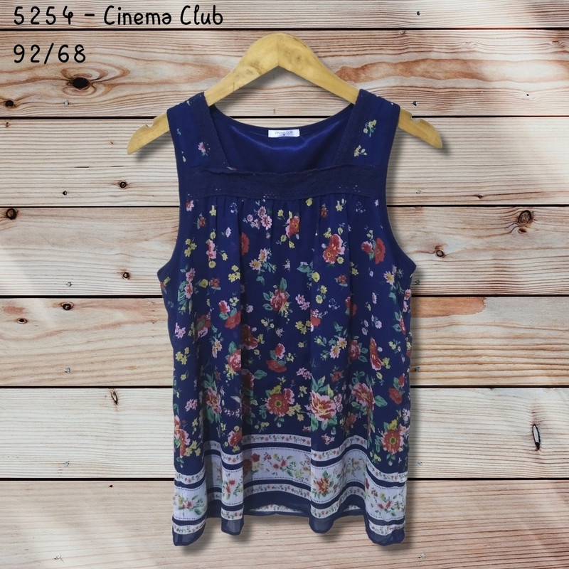 5254 CINEMA CLUB BAJU IMPORT MURAH ATASAN BLOUSE KUTUNG NAVY VINTAGE
