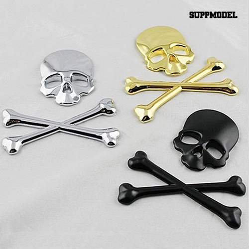 [SM] 3d Tengkorak Skeleton Crossbones Mobil Motor Logam Emblem Badge Sticker Decal