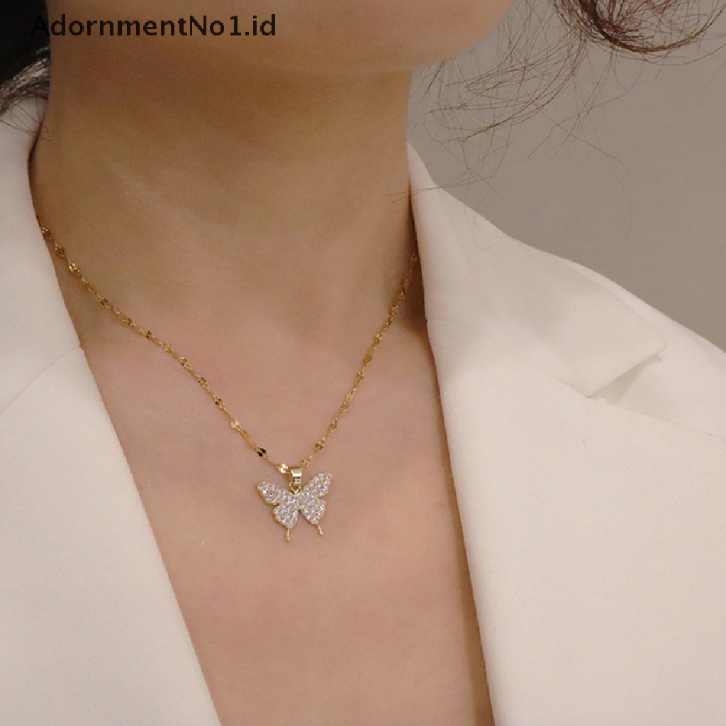 [AdornmentNo1] Fashion Korea Liontin Emas Kupu-Kupu Kalung Untuk Wanita Rantai Leher Perhiasan Stainless steel Perempuan [ID]