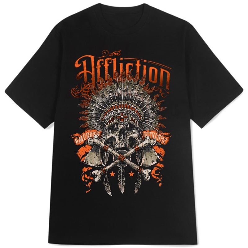 Kaos Affliction - Tshirt Motif Tengkorak Casual Unisex New Cotton T - SHIRT SKU-24995886697712256901