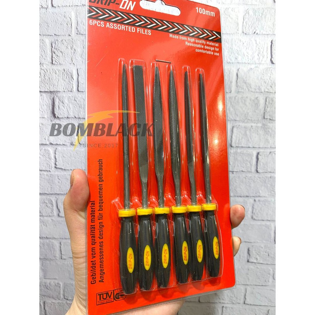 Kikir Besi Set 6pcs 4 inch GRIP ON Assorted Needle File
