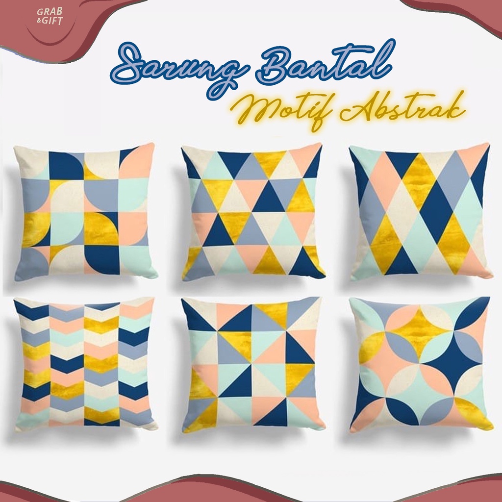 SARUNG Bantal Sofa Motif Abstrak Retro Pastel 40x40 cm