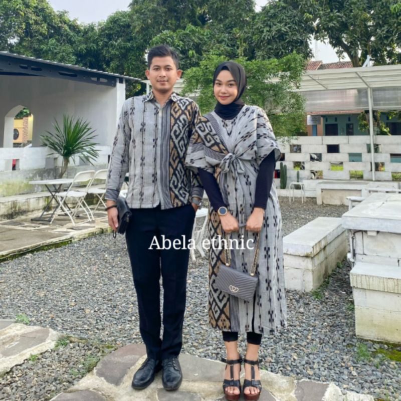 READY STOCK - Baju tenun couple - baju tenun kondangan - baju etnik - dress tenun etnik - couple tenun