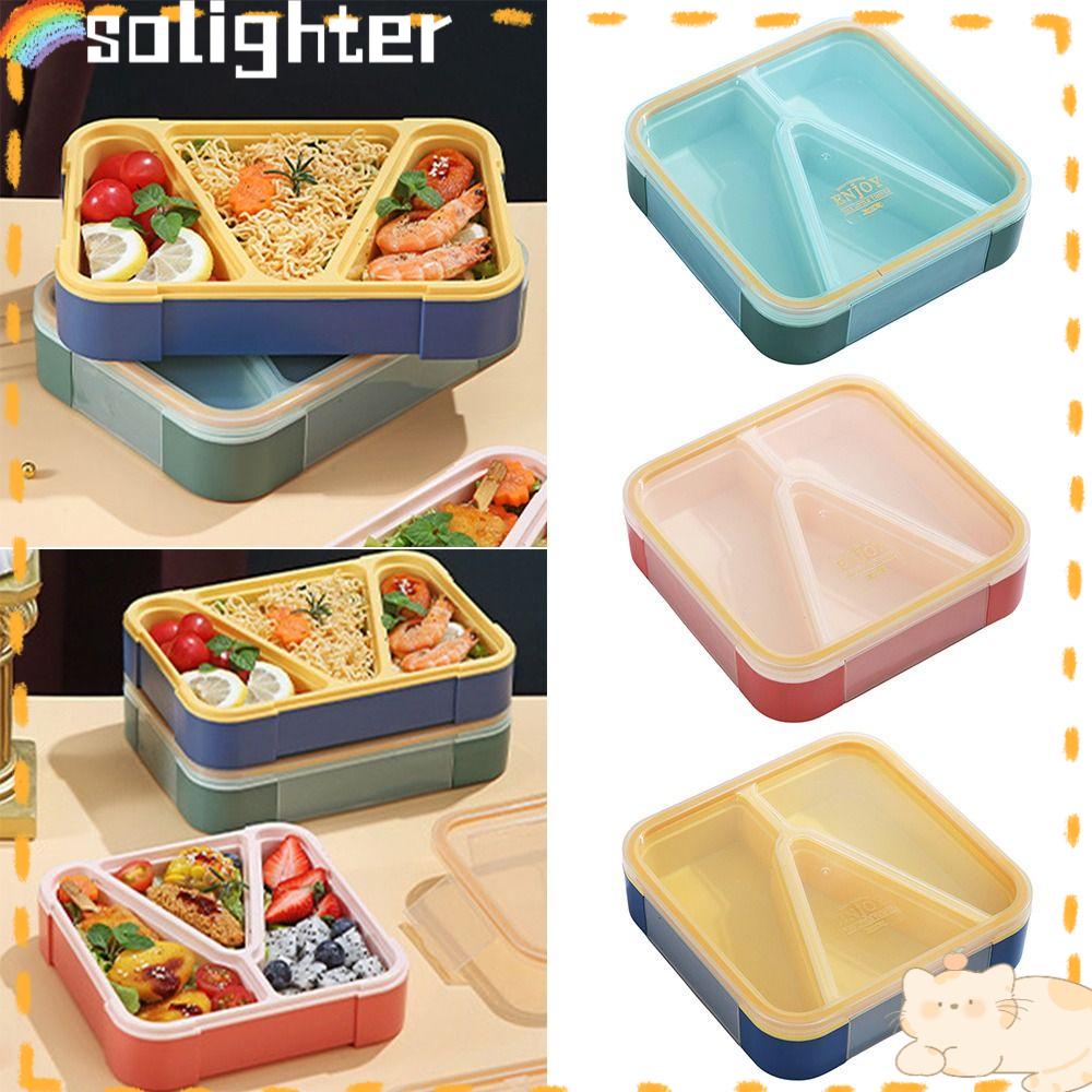 Solighter Lunch Box Portable Microwavable Wadah Makanan Anti Bocor