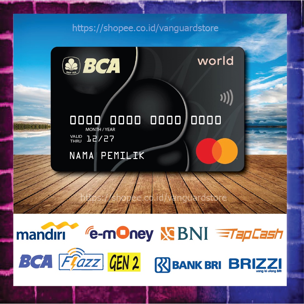 KARTU E MONEY E TOLL KARTU BCA WORD DEBIT CREDIT EMONEY MANDIRI FLAZZ BCA BNI TAPCASH BRIZZI BRI - 1 SISI