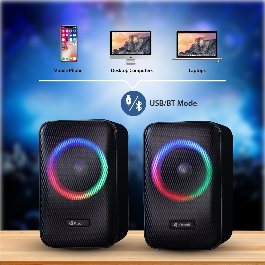 Speaker Bluetooth X20 Kisonli Laptop / PC / Gaming Super Bass Portable RGB Lighting Garansi 1 Tahun - XOBOX