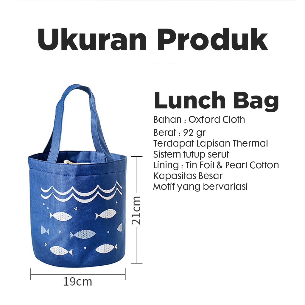 Lunch Bag / Tas Bekal Tahan Panas/ Lapisan Thermal / Tas Bekal Anak dan Dewasa / Lunch Cooler Bag Box