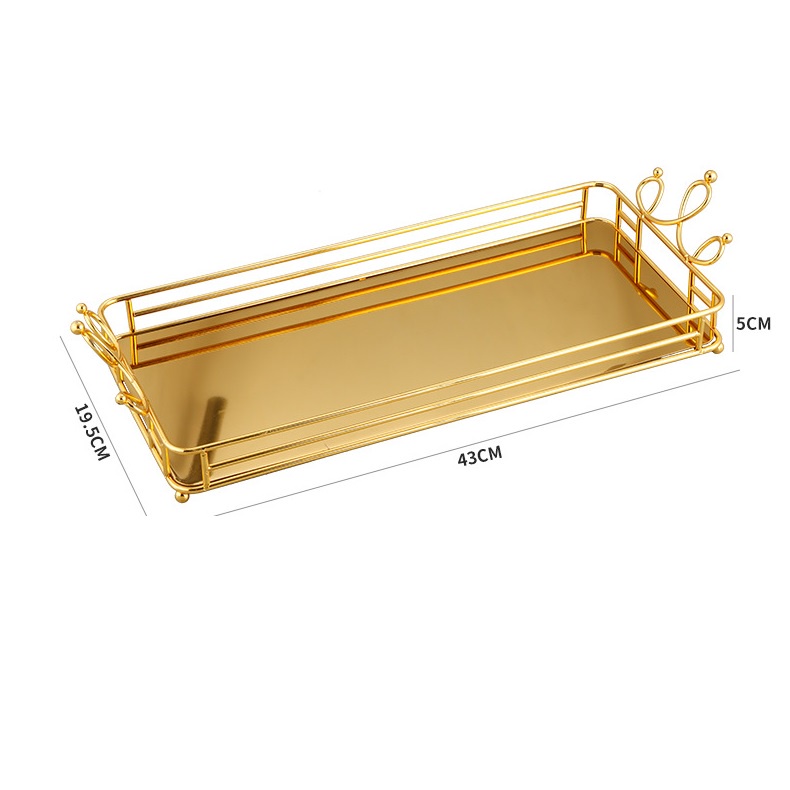 Mi.more Rectangle Tray Besar 43cm/36cm Nampan Nordic Gold Metal Iron Alas Hamper Set Pajangan Emas Dekorasi