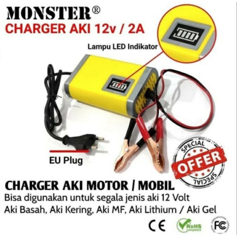 Charger aki basah kering baterei kotak dll