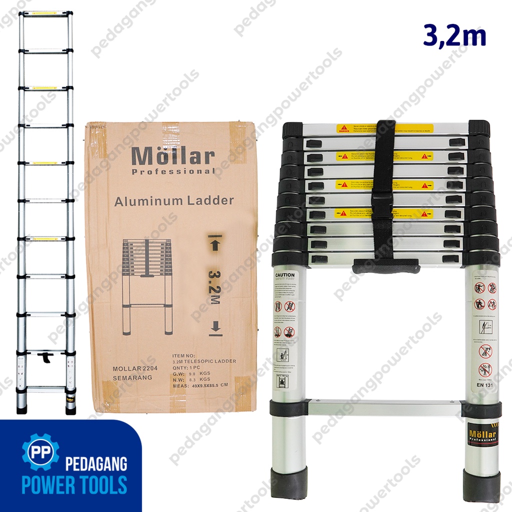 TANGGA TELESKOPIK 3.2 METER LIPAT ALUMINIUM SINGLE TELESCOPIC LADDER