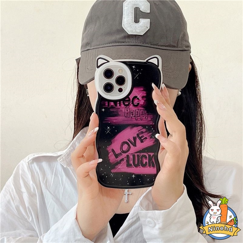 IPHONE Casing Kompatibel Untuk Iphone14 13 12 11 Pro Max X Xr Xs Max8 7 6 6s Plus SE Keren Lukisan Graffiti Telinga Kucing Shockproof Phone Case Silikon Anti-drop Soft Case Cover Pelindung