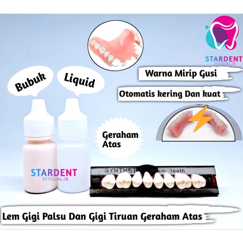 Paket Hemat Lem gigi palsu Dan Gigi palsu Geraham Atas
