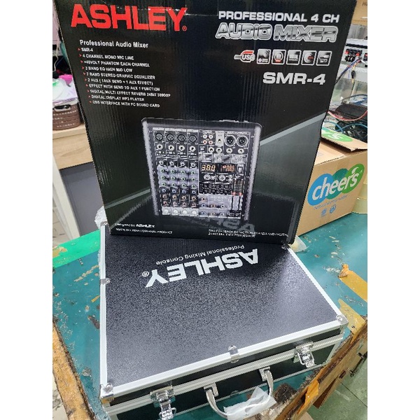 Mixer Ashley 4 Channel Smr4 Usb Bluetooh Effect Vocal 320 Dsp Reverb model baru hitam ada koper