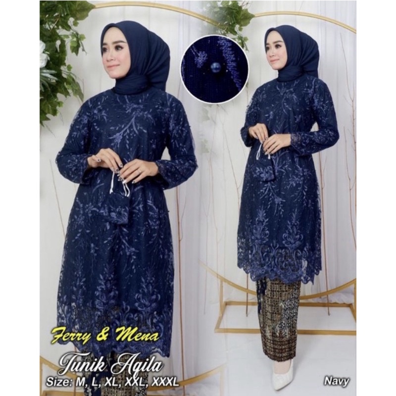 TUNIK BROKAT TILE PREMIOUM TERBARU/Modern seragaman pesta/kebaya best seller/Kebaya termurah by DVN STyLE