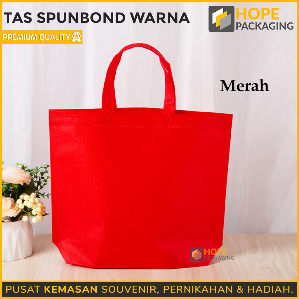 Tas Kain Spunbond Warna SIZE M  / Tas Goodie Bag Souvenir Ulang Tahun / Tas Kain Polos / Tas Handle Box