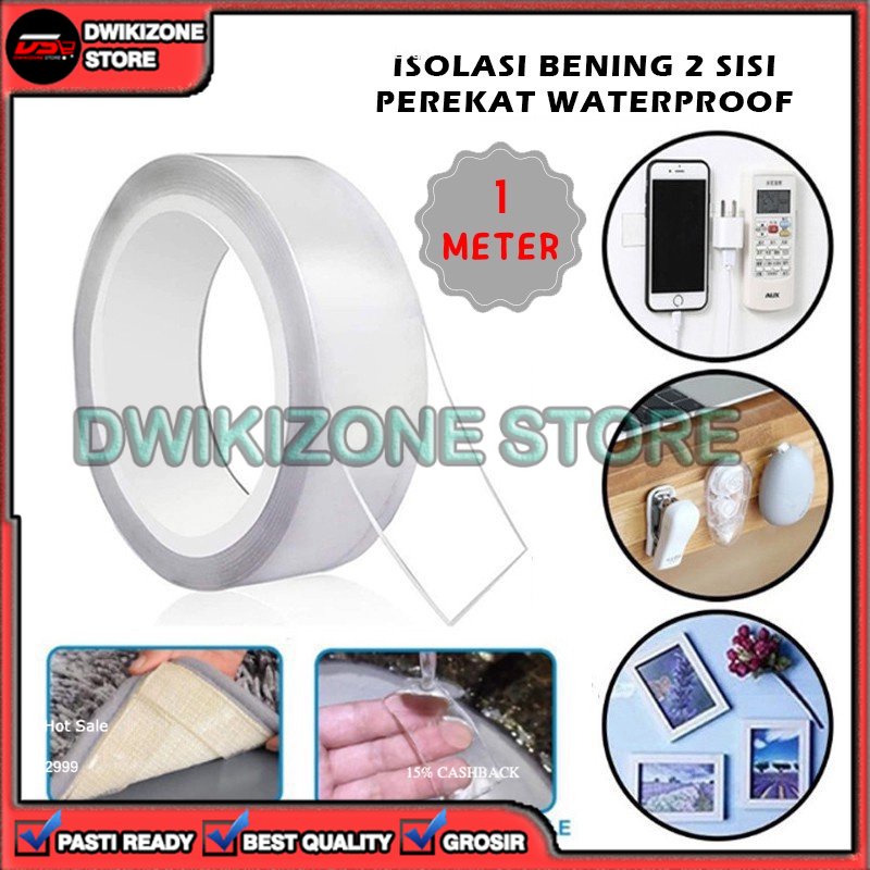 [GROSIR] LAKBAN DOUBLE TAPE BENING TRANSPARAN 2 SISI DOUBLE SIDE 1M 1 M METER MULTIFUNGSI SERBAGUNA