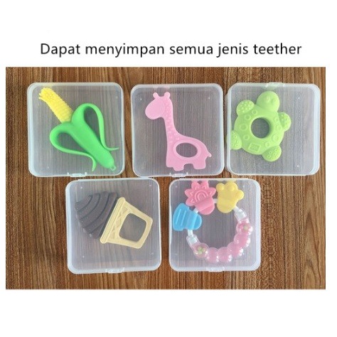 Kotak Penyimpanan Teether-Rattle / Kotak Plastik Persegi Transparan Teether