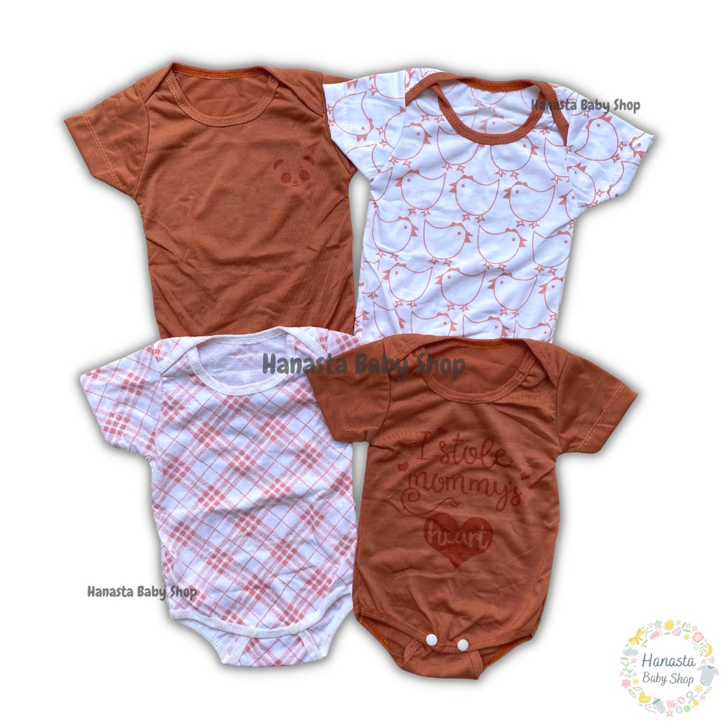 Jumper Bayi 4in1 Lengan Pendek Jumpsuit Newborn 0-6 Bulan