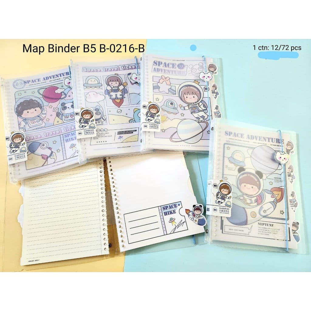 BINDER NOTE MAP BUKU LOOSE LEAF B5 26 RING PLASTIK COVER LUCU TRANSPARAN B0216