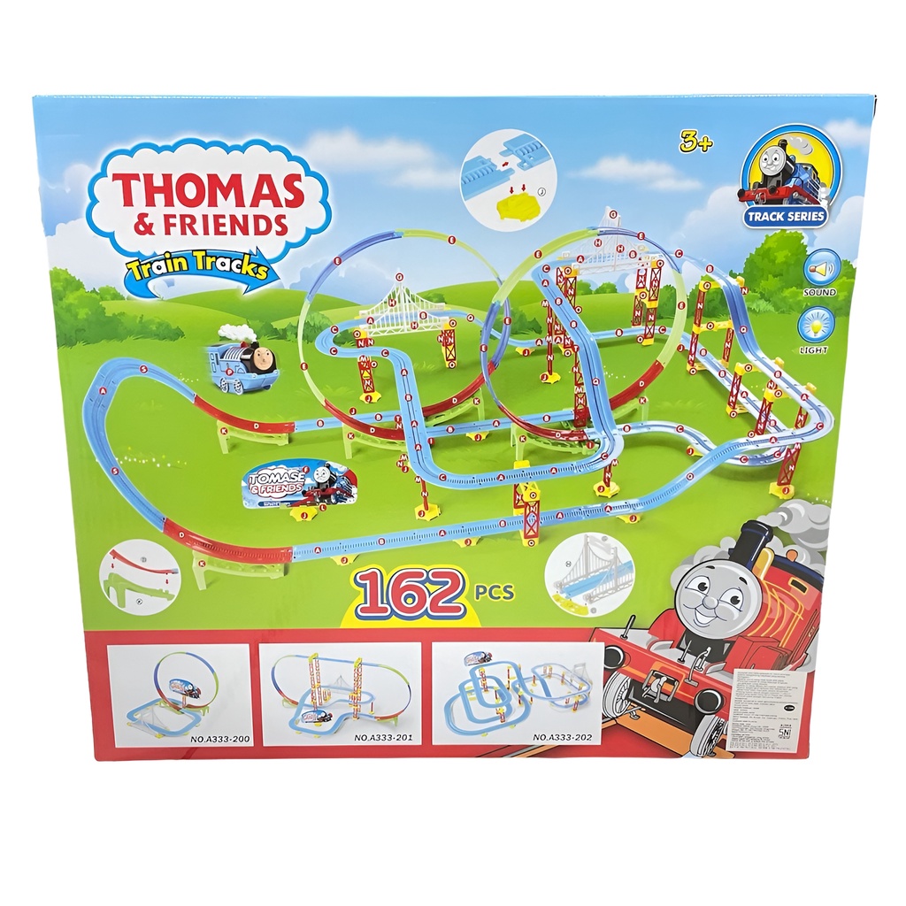 162pcs Train &amp; Thomas Roller Coaster | Kereta Api Mainan Anak | Hadiah Ultah Anak Laki Laki | Mainan Anak Cowok 2-3-4-5-6 Tahun