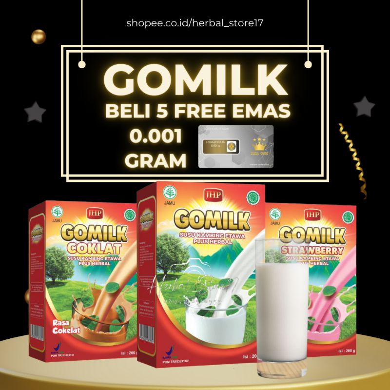 

GOMILK BELI 5 FREE EMAS - SUSU KAMBING ETAWA GOMILK 200GRAM