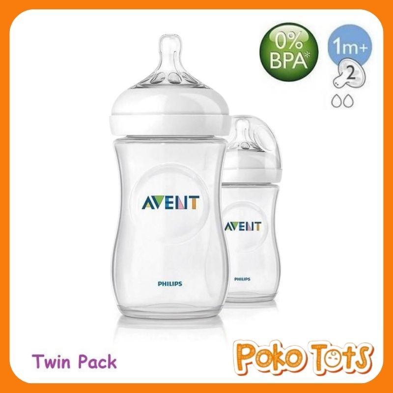 Philips Avent Feeding Bottle Natural 260ml TWIN isi 2 Botol Susu