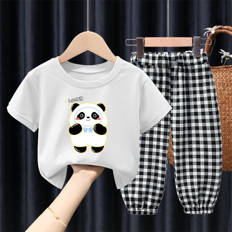 ZASKIYA - SETELAN ANAK SERLI LUCKY PANDA TERBARU / SETELAN ANAK PANDA TARTAN 1-3 TAHUN