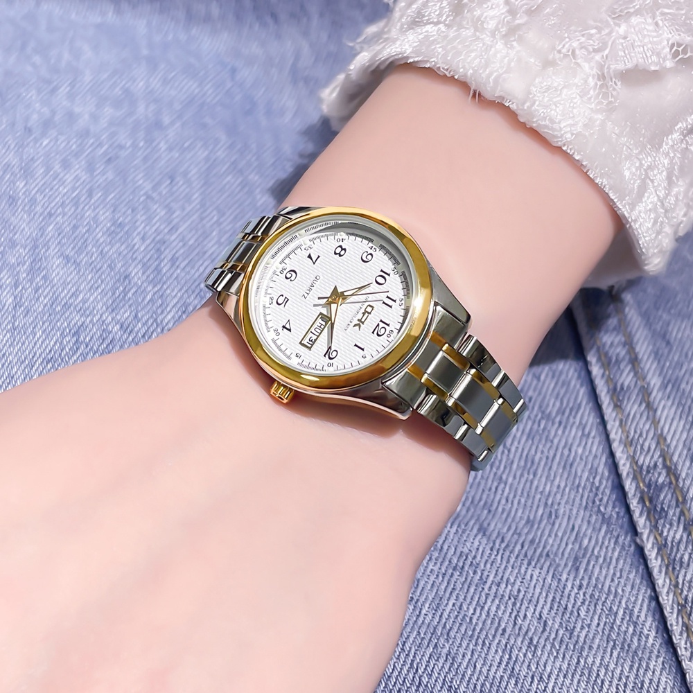 OPK Jam Tangan Wanita Anti Air Original Stainless Steel Cewek Kalender Bercahaya Luminous Women Watch