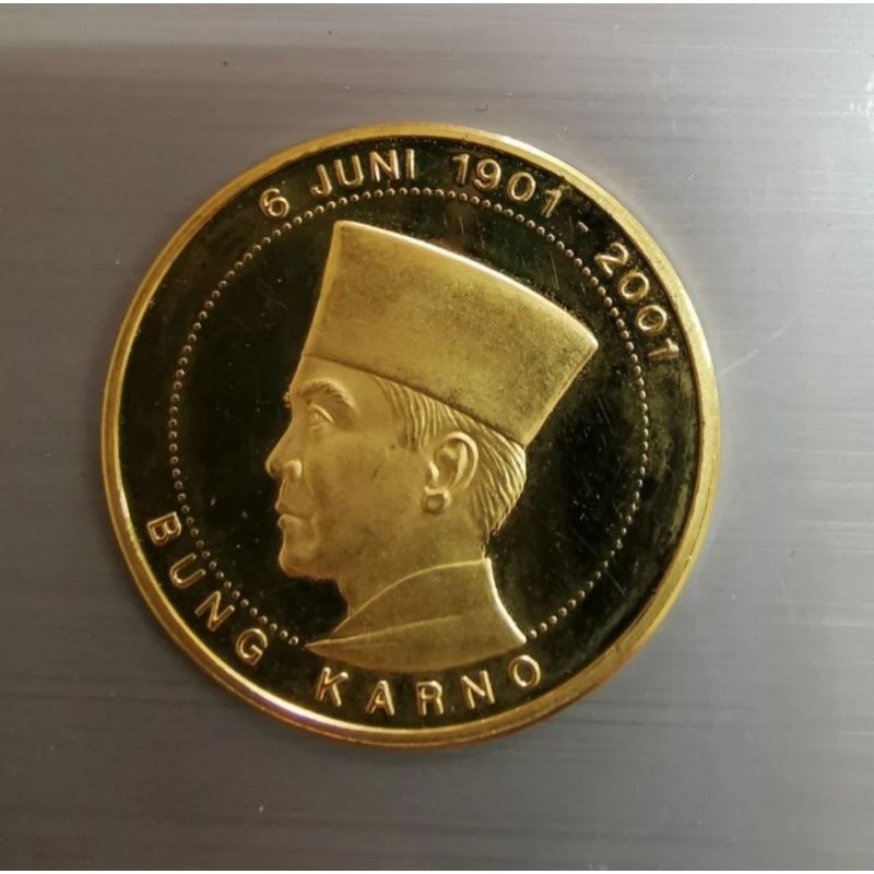 Koin emas gold coin soekarno 100 tahun bung karno 6 kuning 1901 2001