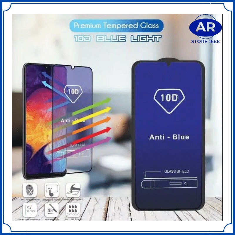 AR-TEMPERED GLASS 10D BLUE ANTIGORES KACA KOMPATIBEL REALME C1S/C2S/C1/C2/C3/C11/C12/C15/C17/C20/C21/C21Y/C25/C25S/C30/C31C35