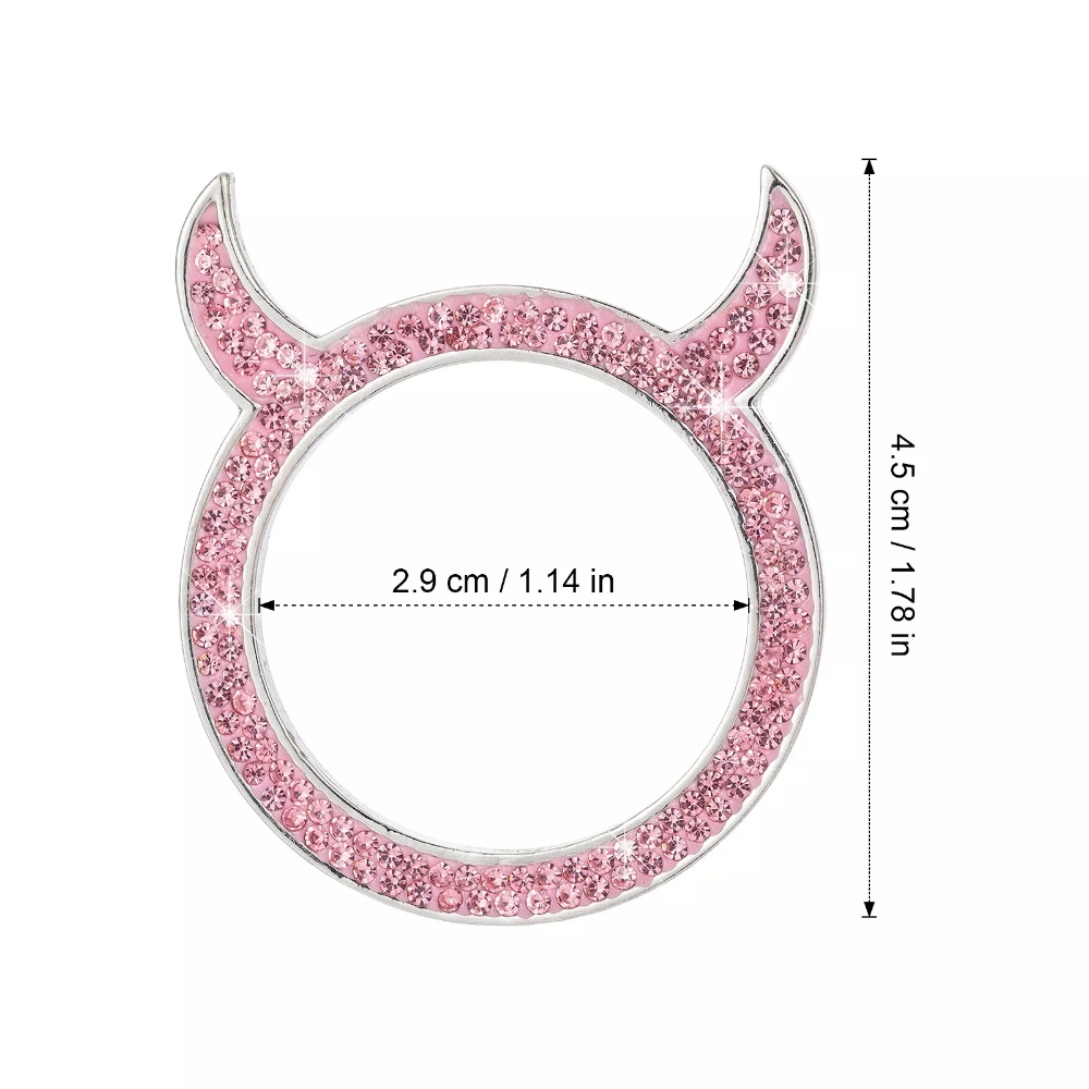 Steering Wheel Trim Lingkaran Stiker Interior Mobil Car Rhinestone Ring Emblem Stiker Tombol Auto Start Tombol Satu Tombol Start Button Cover Sticky Little Devil Bling Hias Ring