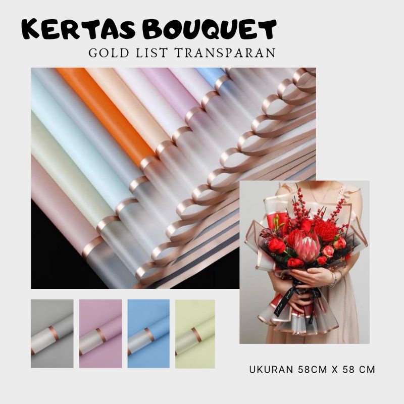 

KERTAS BOUQUET GOLD LIST TRANSPARAN | KERTAS BUKET BUNGA,