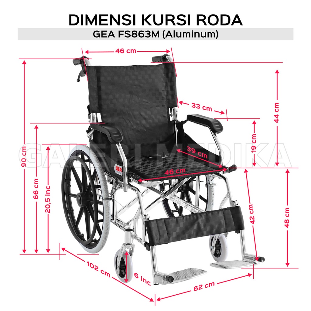 Kursi Roda Aluminium GEA FS 863 Wheelchair / GEA FS863 Kursi Roda