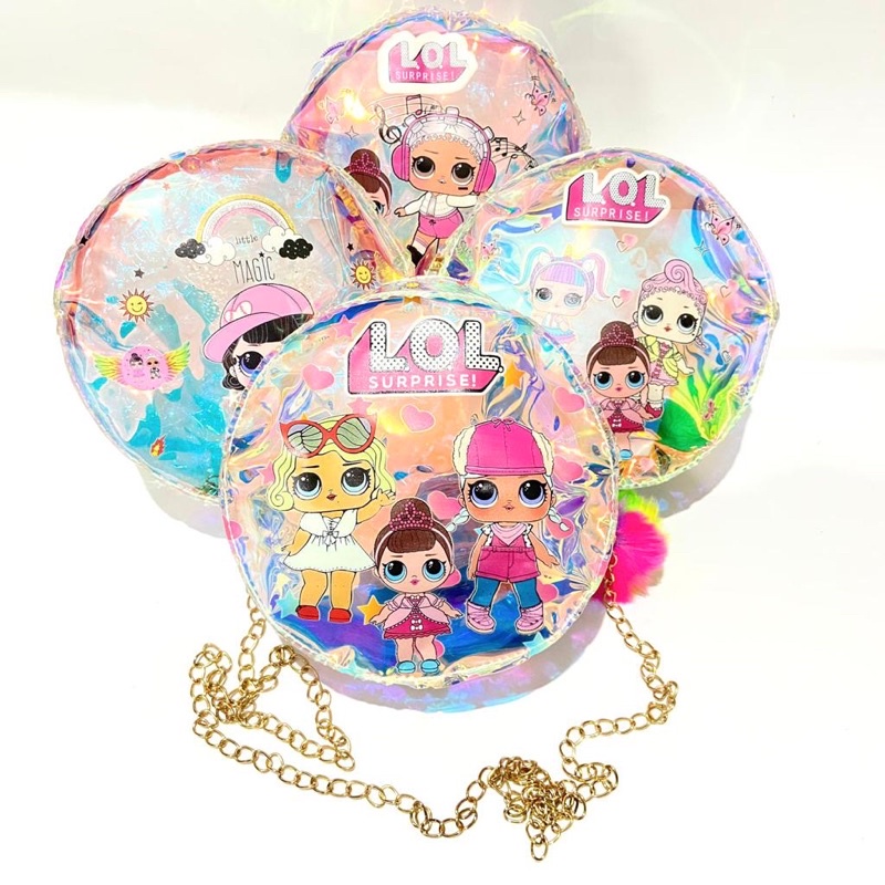 [RANDOM] Tas Hologram / Tas Selempang Bulat / Tas Elsa Anna / Tas LOL / Tas Unicorn / Slingbag Anak