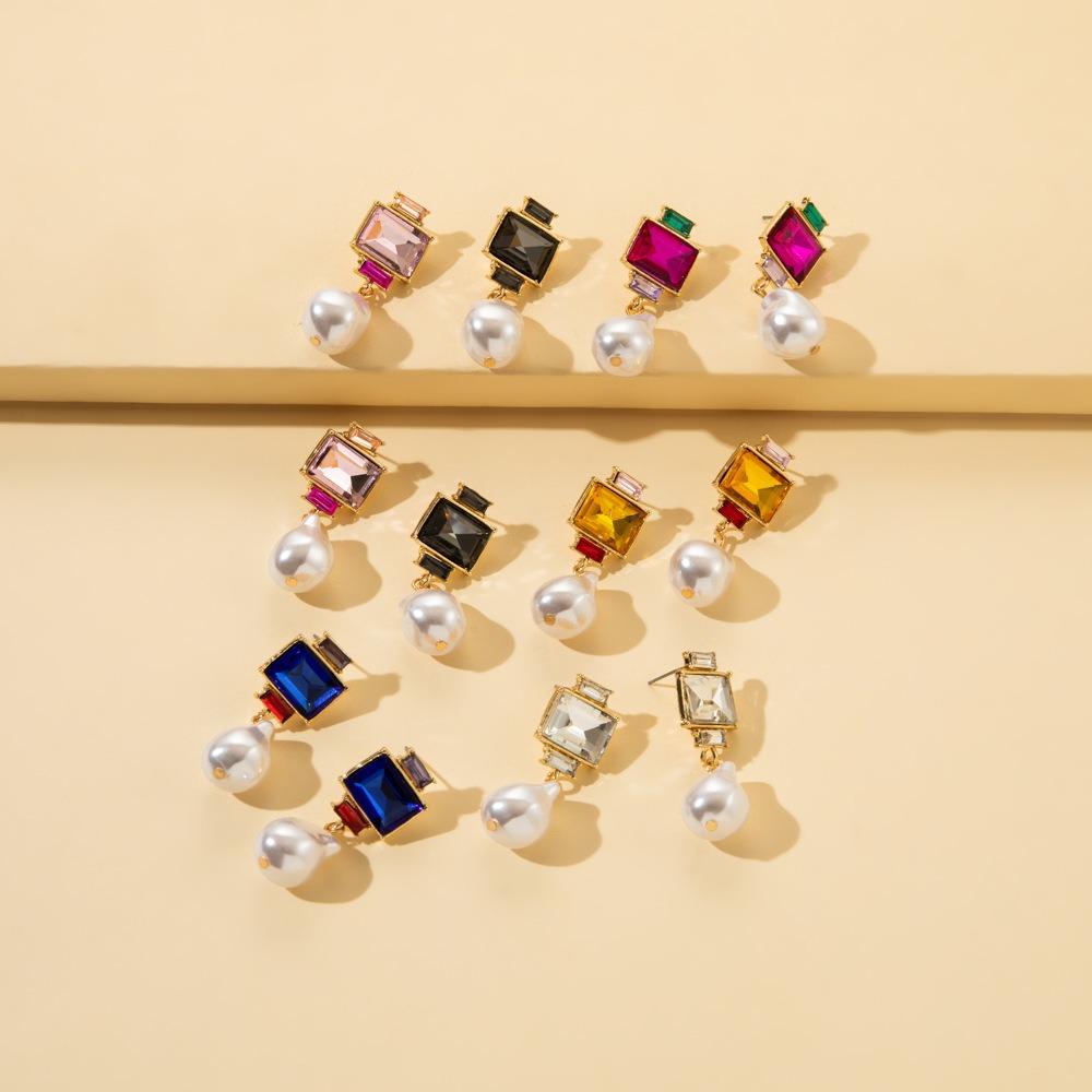 Needway   Wanita Anting French Aesthetics Mewah Geometris Zirkon Vintage Kuno Ear Drop