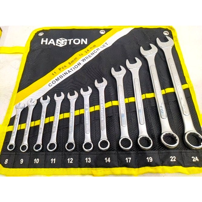 Kunci Ring Pas 1 SET isi 11 Pcs 8 - 24mm 1647-002 HASSTON PROHEX / Combination Wrenches SET Ukuran 8 - 24mm 11Pcs 1647 002 HASSTON PROHEX