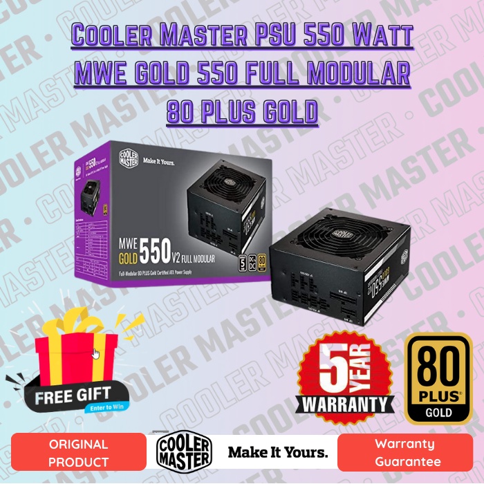 Cooler Master PSU 550 Watt MWE GOLD 550 FULL MODULAR 80 PLUS GOLD