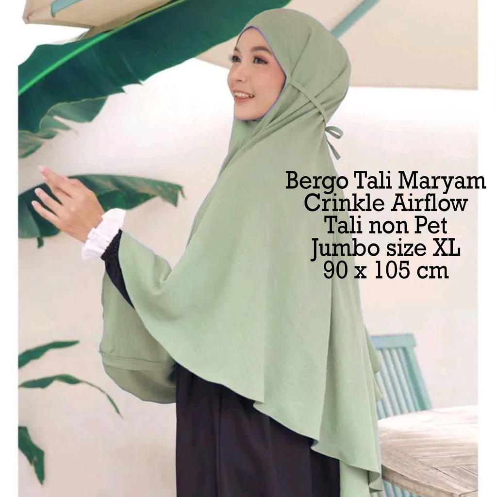 11 - 11 SALE BERGO XL Man Jadda Hijab Bergo Mariyam Jumbo Crinkle Airflow Jilbab Khimar Instant Bergo Maryam Cringkle non pet size XL