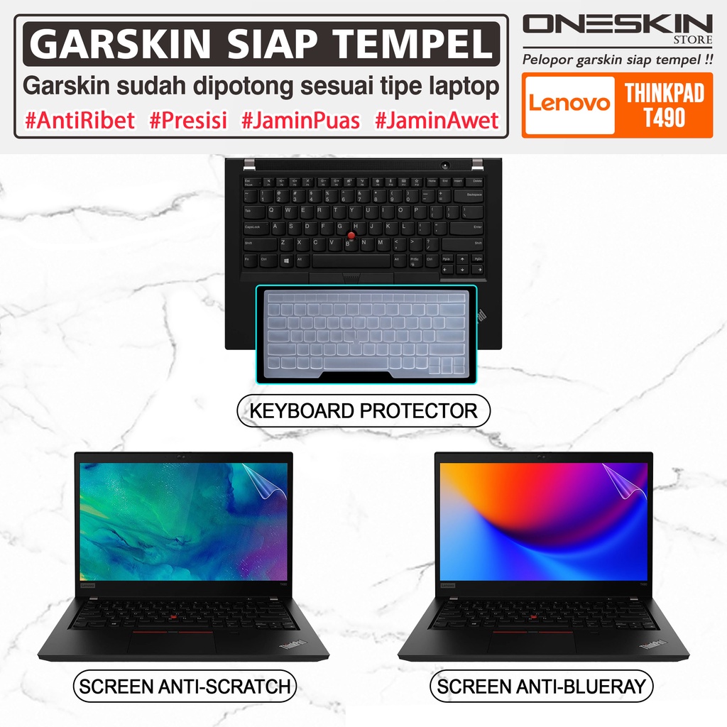 Garskin Sticker Laptop Pelindung Screen Keyboard Protector Lenovo Thinkpad T490 Gambar Full Body Silikon Bening Glossy Doff Anti Blueray Tpu Cooskin