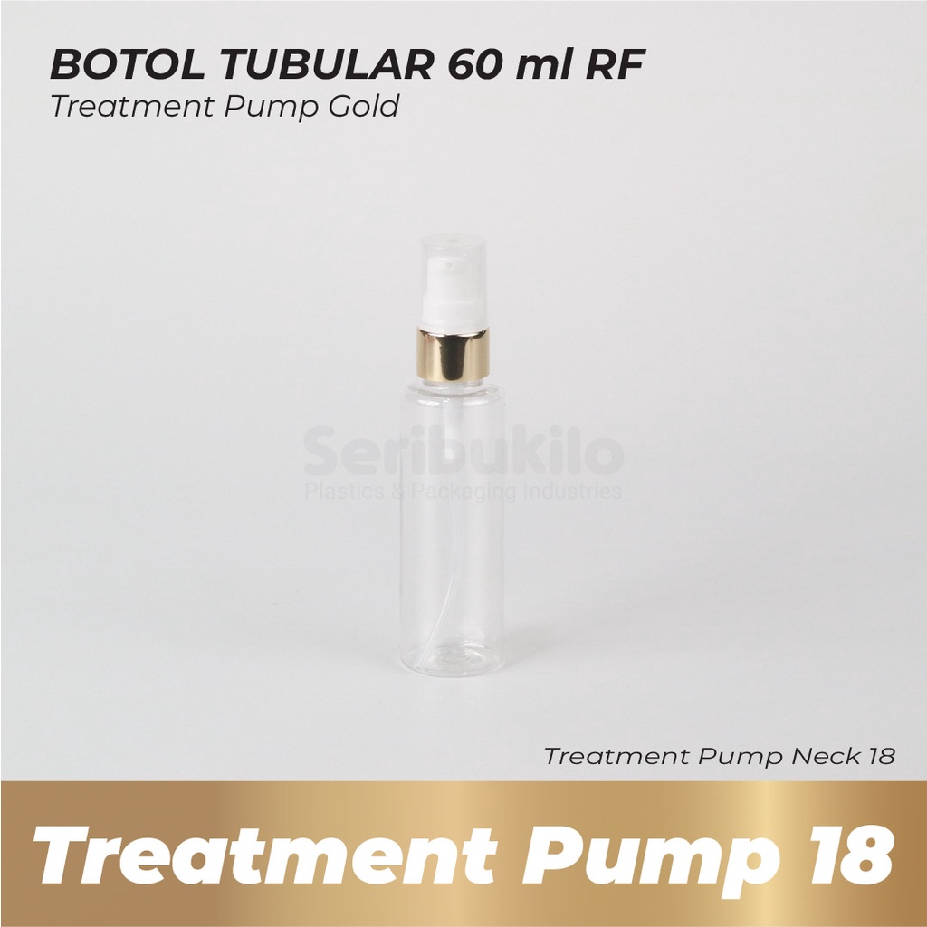 Botol Pump 60 ml RF/ Botol PET RF 60 ml Treatment Pump Gold / Botol Tubular RF 60 ml Pump Treament Gold/Silver